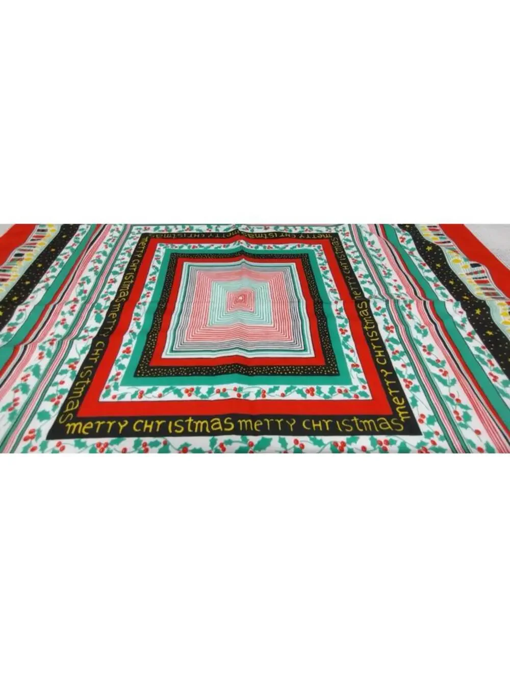 Vintage Holiday 1970s Large Scarf Menswear Italy Merry Christmas Candles Red 27